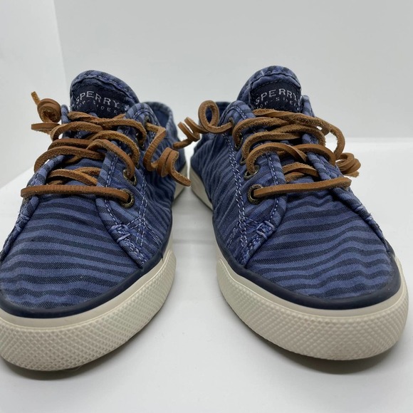 Sperry Women's Seacoast Stripe Sneaker Blue 6.5 - Picture 2 of 9
